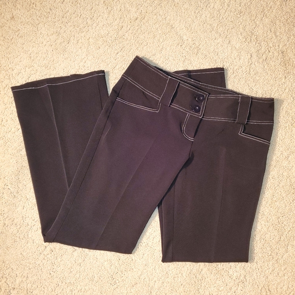 Bobby J black pants with thick white seams color block straight leg buttons - Picture 1 of 3